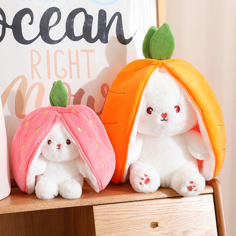 Strawberry Bunny Transforming Plush — Stuffed Toy for Girls
